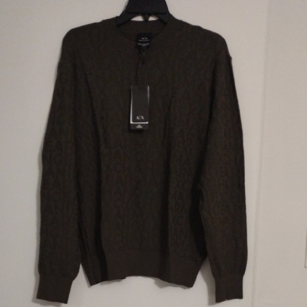 Armani Exchange Men's Dark Brown Zip-Up Sweater